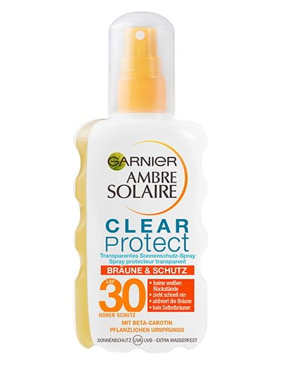 sonnenschutz ambre solaire clear protect ambre solaire clear protect transparentes spray braeune und schutz lsf 30